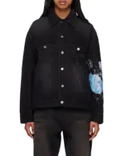 Monster logo-print denim jacket S Black