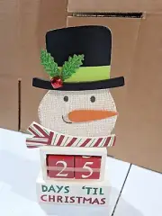 Christmas Handmade Wooden Snowman Advent Date Calender