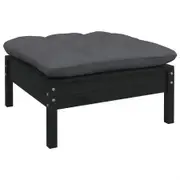 Garden Footstool with Anthracite Cushion Black Solid Pinewood