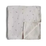 Mushie Muslin Swaddle Blanket Organic Cotton - Rocket Ship