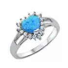 Calida: Synthetic Pacific Blue Opal and Ice on Fire CZ Split-band Promise Ring