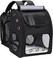 Ｂｅｓｇａ Pet Travel Backpack Cat Travel Bag Folding Tote Ventilated Cage Expandable Pet Carrier Dog Cat Carrier for Walking Camping, Black