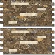 Yipscazo 10 Sheet Peel and Stick Stone Metal Backsplash Tiles, PVC Wall Tiles Stick on Tiles for Backsplash Kitchen, Bathroom, Laundry Room, Camper, Fireplace (12'' X 12'', Rustic)
