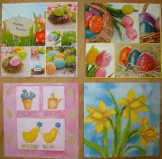 4 sets paper napkins, Easter eggs,daffodils, serviette, 33cm- 2pcs, decoupage