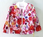 Florabelle Long Sleeve Floral Zip Light Bomber Jacket Size 18M White Pink