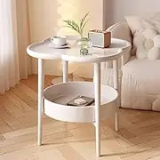 Small Side Table White,Modern Leg Coffee Table - Stylish 2 Tier Small End Table - Ideal for Home Décor - Versatile Tray Bedside Table for Various Scenes