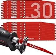 AIPOR 30 Pack Reciprocating Saw Blades,9 Inch 6/12 TPI Pruning Blades for Reciprocating Saw,Heavy Duty M42 Teeth with Cobalt Bi-Metal Reciprocating Saw Blades for Nail-Embedded Wood/Metal Cutting
