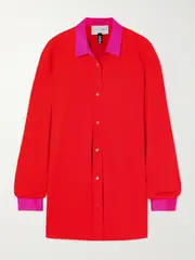 [AZ FACTORY] AZ FACTORY - + Lutz Huelle Aka Appliquéd Two-tone Satin-jersey Shirt - Red - FR 38 FR 38 Red