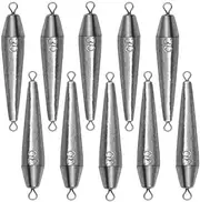 Magnoloran 10PCS Fishing Weights Torpedo Sinkers Inline Trolling Sinkers Weights Fishing Sinkers Drop Shot Fishing Weights Bullet Weights Lead Sinkers Torpedo Weights Double Ring Sinkers - 1oz(30g)