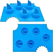 2 Pack Silicone Ice Cube Tray, Shark Fin Ice Trays, Non-Stick Chocolate Candy Molds (Blue, One Size)