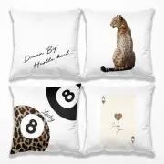 Trendy Leopard Print Preppy Pillow Covers 18x18 Set of 4, Funky Y2K 02 Color