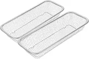 Mikinona 2Pcs Stainless Steel Utensil Drying Rack Durable Silverware Storage Container with Antislip Mesh for Secure Draining Storing Chopsticks Spoons Forks Knives Kitchen
