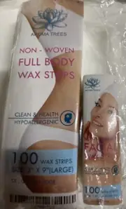 Non woven full body wax strips 100 - Plus 100 facial wax strips