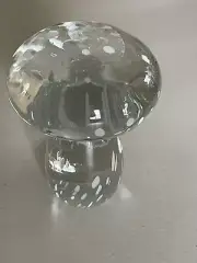 ALESSANDRO COPPOLA MURANO ART GLASS CLEAR WHITE MUSHROOM FIGURINE 4,25”