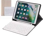 Detachable Bluetooth Keyboard Leather Case for Apple iPad Air 3 2019, Pro 10.5 (Gold)