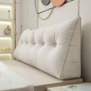 Sofa Slipcovers Large Triangular Wedge Pillow for Headboard Support and Lumbar Relief Reading Pillow Backrest Cushion Sofa Daybed Positioning Bolster White 60x50x20cm