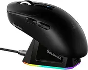 SOLAKAKA SM820 Wireless Gaming Mouse with RGB Charging Dock,24000 DPI Tri-Modes Wireless Mouse with 2 Side Buttons,Programmable Macro Mouse for Gaming(Black)