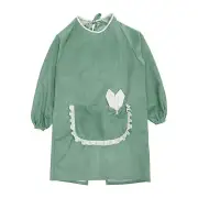 Women Kitchen Apron with Pockets Long Sleeves Corduroy Apron for Men Women Green
