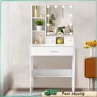 Dressing Table with LED Mirror Modern Makeup Desk Vanity Table Set White