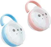 2PCS Pacifier Holder Case 4.1x3x2.2'' Adorable PP Pacifier Holder with 9.8'' Strap, Hygienic, Portable Case Keeps Baby's Clean and Dust-Free, Babies