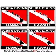 HAWAII SCUBA DIVING Flag-Map Shape USA Rectangular Stickers, Decals 50mm (2") x4