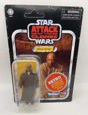 Star Wars Retro Collection Attack of the Clones Mace Windu Hasbro MOC
