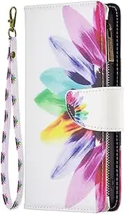 Flip Wallet Case for Motorola Edge 30 Pro Case,Leather Floral Flower Zipper Pocket Case Card Slots Holder Kickstand Stand Magnetic Folio PU Shockproof Protective Phone Cover-TYH