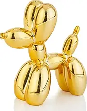AMOIENSIS Shiny Balloon Dog Statue, 4 Inch Electroplate Gold Animal Sculpture, Small Nick Nacks for Shelf Decor, Eclectic Desktop Vibrant Decor