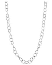 14K Italian White Gold Oval Link Chain Necklace