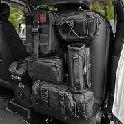 ZGAUTO Tactical Car Seat Back Organizer Bag for Truck With 5 Detachable Molle Pouches - 3 Different Size Admin Pouch (Multi-Pocket), Water Bottle Holder, Medical Pouch (for All Vehicles)
