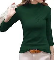 Cnlinkco Women's Turtleneck Long Sleeve Shirts Base Layer Slim Fit Tops Thermal Underwear Fashion Stretch Undershirts Tee