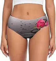 [JBYJBX] Spa Stone And Rose Flowers Print Women's Briefs XS-4XL Bikini Ladies Underpants Panties Full Coverage Seamless