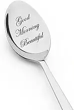 Husband Boyfriend Anniversary Birthday Gifts from Wife Girlfriend Good Morning Handsome Coffee Spoon for Him Men Valentines Day Gifts for Husband Hubby Fiance Tea Spoon