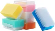 VIYNRAN 6 Pack, Baby Bath Sponge Soft Foam Washer with Cradle Cap Brush Body,Hair and Scalp Clean Gentle Baby Sensory Brush Bath Sponge Brush Random Color