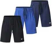 [Bsrpolry] 3 Pack Men's Running Shorts with Two Pockets Quick Dry for Jogger,Trainning,Workout Sports Shorts