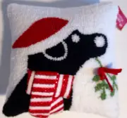 Christmas Dog Decorative Throw Pillow Black Labrador 12" - Winter Wonder Lane