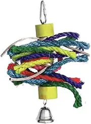 Avian Care Boredom Breaker Bird Toy – Wood, Leather & Rope with Bell, Hanging Cage Toy for All Birds