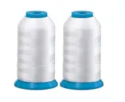 Set of 2 Huge White Spools Bobbin Thread for Embroidery Machine and Sewing Ma...