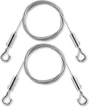 Faleior 2PCS Adjustable Stainless Steel Hanging Kit (2m x 1.5mm) - Heavy Duty 20kg Capacity Mirror/Picture Hanging Hardware, Rustproof Wire Rope for Billboards, Light Fixtures, Floating Shelves
