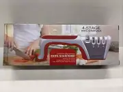 Kitchen Knife Sharpener 4 In 1 Ergonomic Handle Manual Knife+Scissors Sharpener