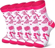 [Foaincore] 12 Pair Cheer Socks Bulk for Women Girls Mid Calf Cheerleading Team Socks Cheerleader Gift Cheer Stuff Accessories, Rose Pink, Medium