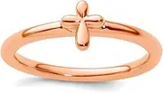 [JewelryWeb] 925 Sterling Silver Stackable Rose Gold Plated Religious Faith Cross Ring-Stackable-Ring for Women