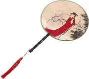 NOLITOY Foldable Hand Fans Vintage Chinese Style Round Fan for Wedding Party Bachelorette