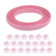 Silicone Bobbin Ring Holder and 20 Plastic Bobbins Set, Pink