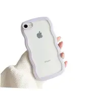Ownest Compatible with Clear iPhone 7/8/SE Case Cute Simple Curly Wave Bumper