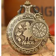 Alice In Wonderland Pocket watch Cheshire Cat Bronze Halloween Christmas Gift