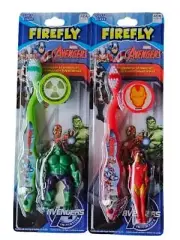 Marvel Iron Man/Incredible Hulk FIREFLY Toothbrush w/Mini Figurine, Cap (2 Pack)