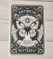 Antisocial Butterfly Card Ready to Press Heat Transfer Screen Print DTF Transfer