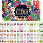 VISRIE 32 Pack Lip Balm, Natural Lip Balm Bulk with Vitamin E and Coconut Oil, Bulk Lip Balms for Dry Lips-16 Flavors