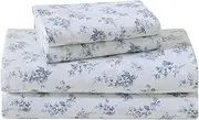 [Laura Ashley] Twin Sheets, Cotton Flannel Bedding Set, Brushed for Extra Softness & Comfort (Audrey Grey, Twin)